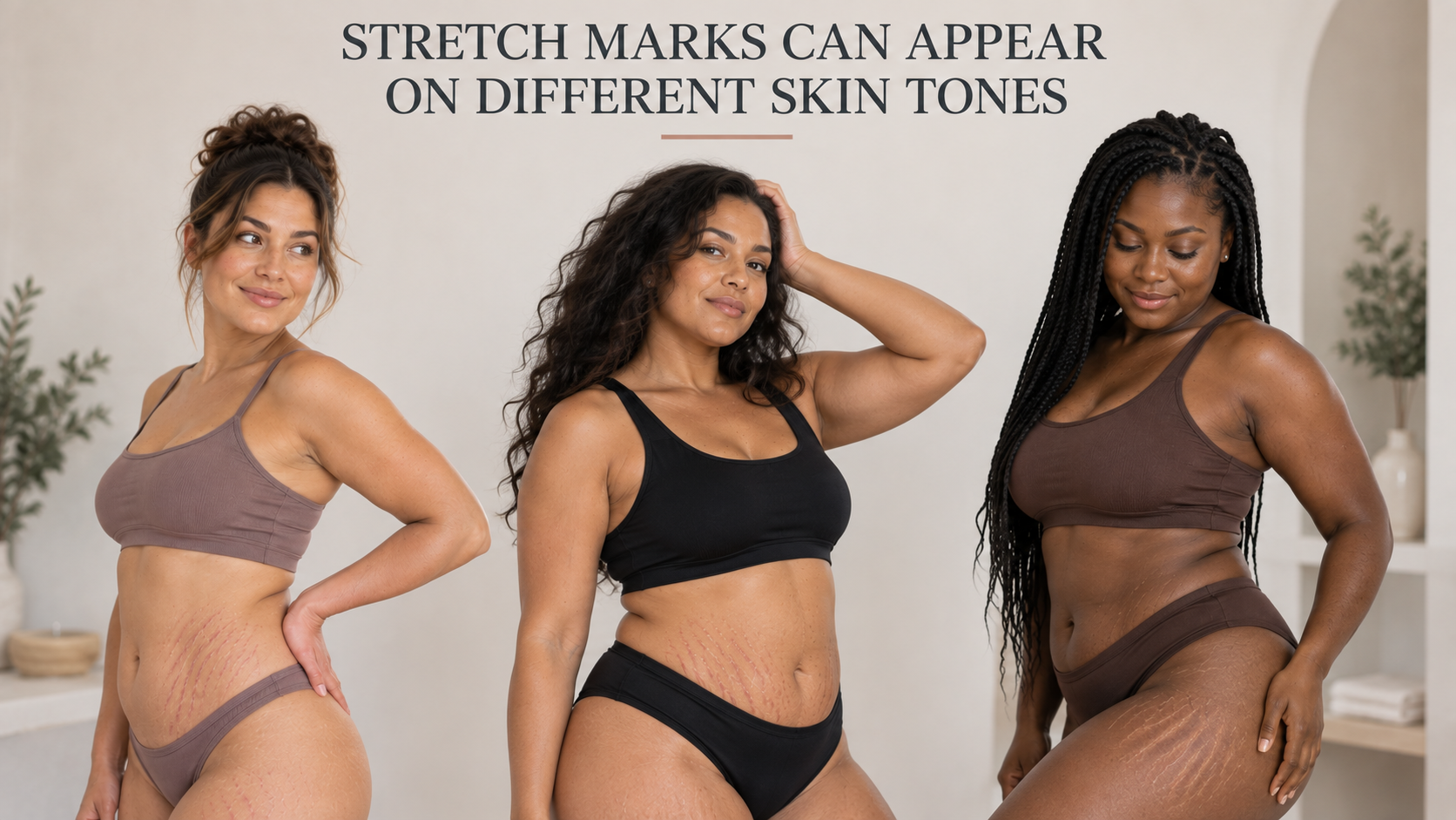 Women with different skin tones showing the varied appearance of stretch marks