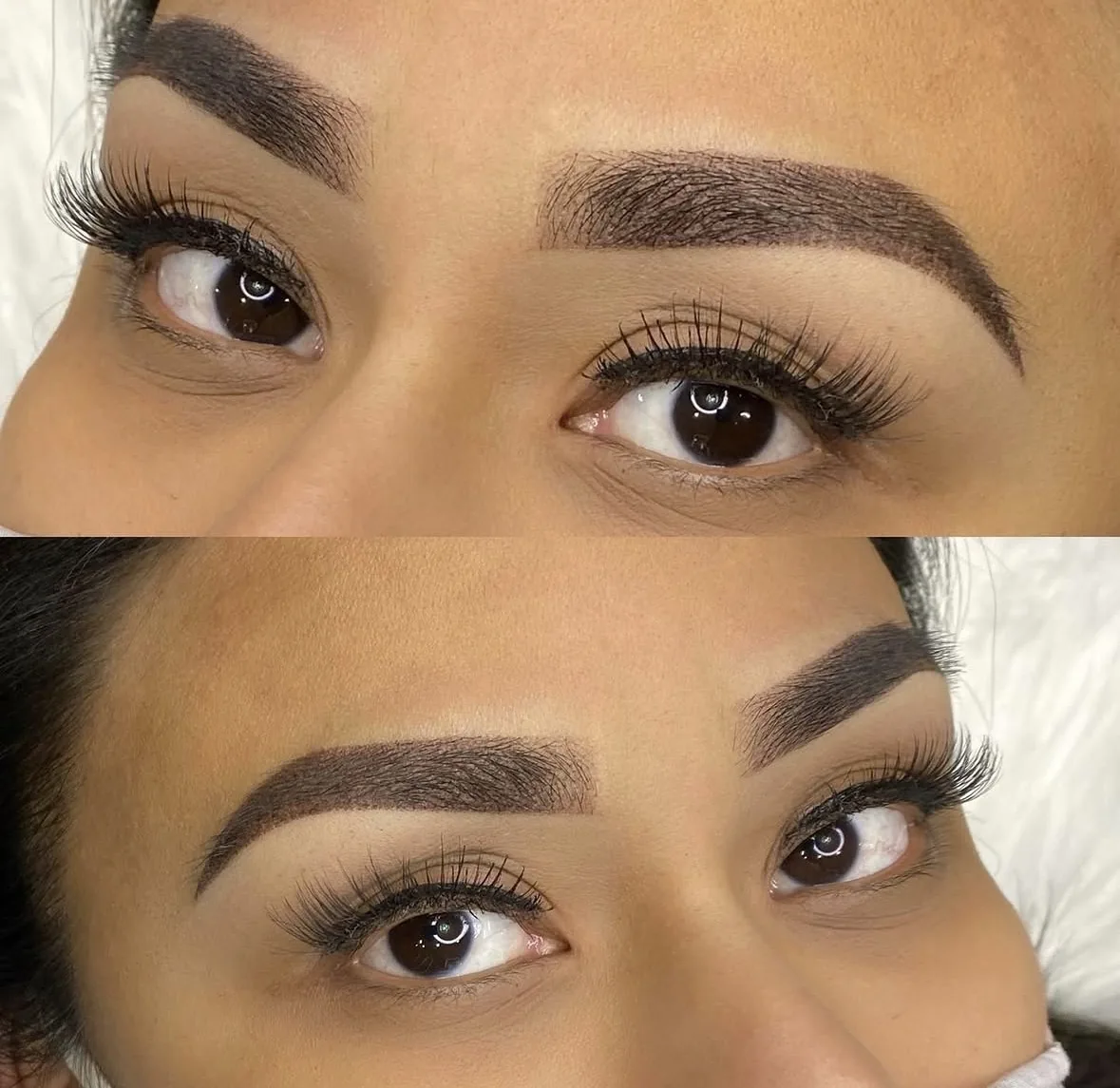 Ombré powder brows before and after