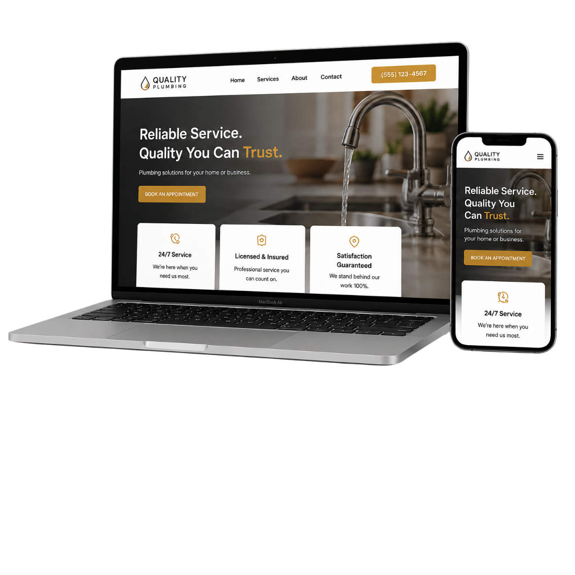 Professional website displayed on a laptop and phone
