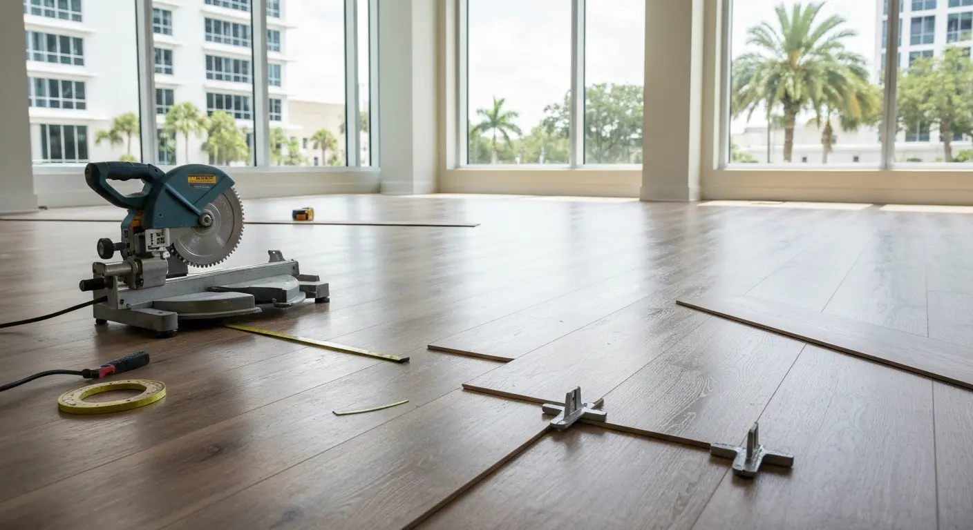 Vinyl plank flooring in commercial space