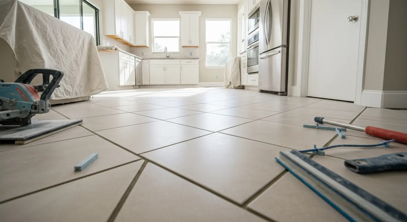Kitchen tile flooring installation