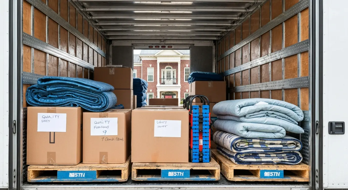 Professional movers loading safely