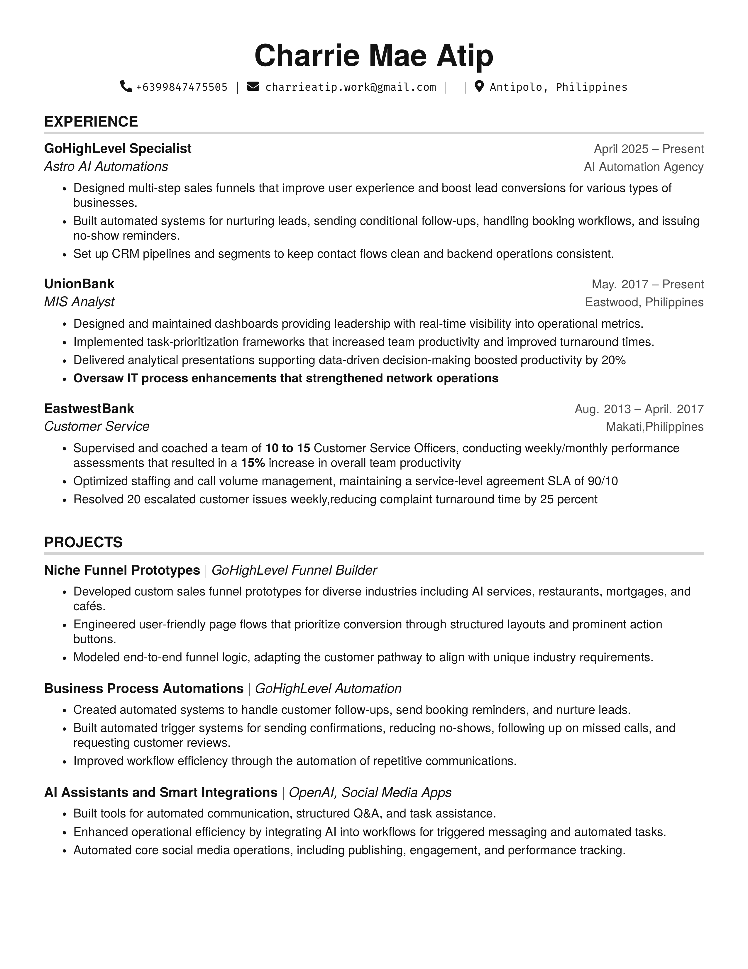 Charrie Mae Atip Resume Page 1