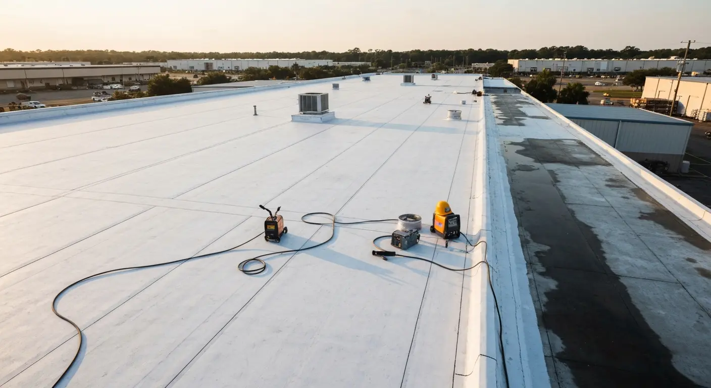 Commercial flat roof installation