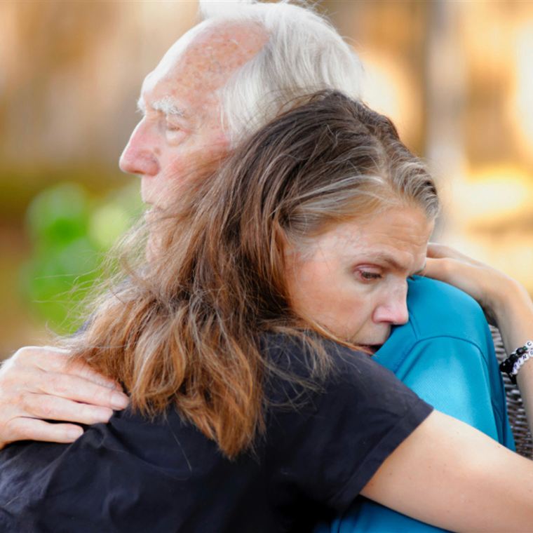 Pamela hugging her dad, Arthur