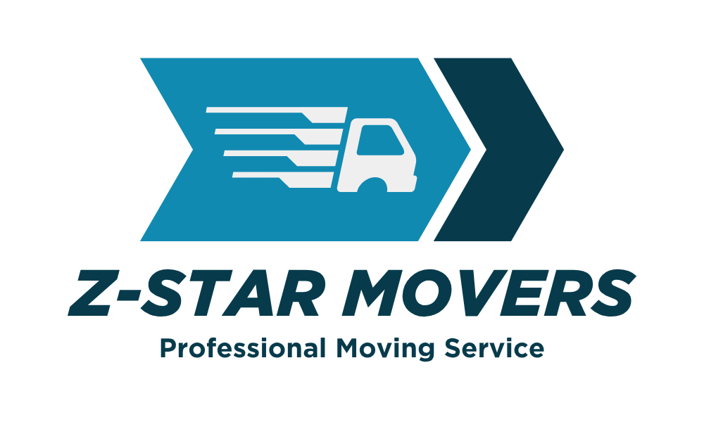Z-Star Movers — Professional Moving Service logo with a moving truck inside a blue arrow
