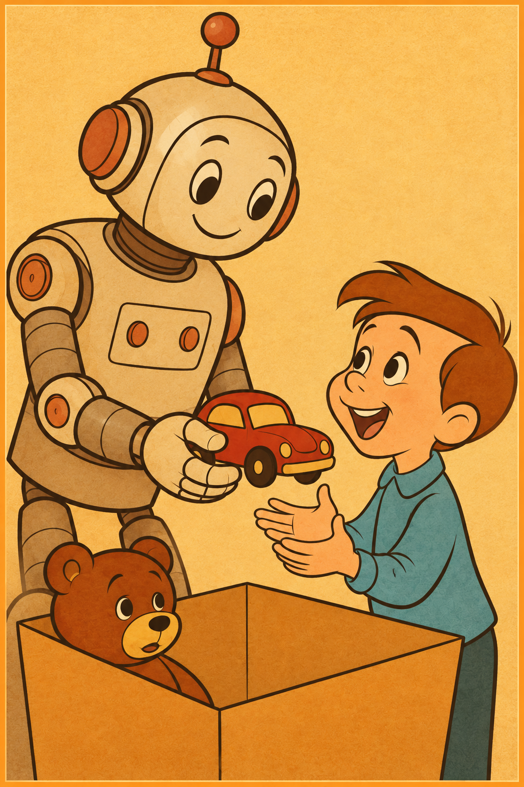 robot and kid