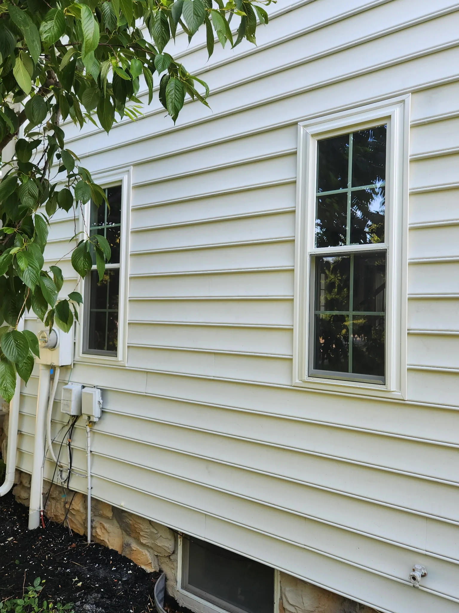 French patio doors opening onto a backyard patio