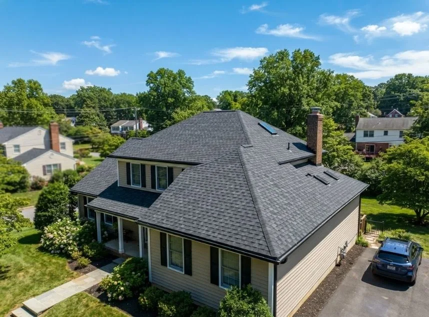 Residential asphalt shingle roof on a Maryland home