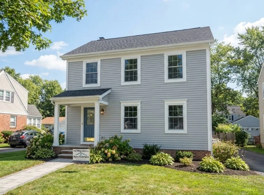 New vinyl siding and exterior trim on a suburban home