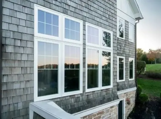 White vinyl replacement windows on a Maryland home