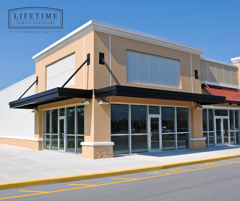 Bright, welcoming exterior or reception area of a modern dental office — warm lighting, family-friendly aesthetic. No stock clipart. Bright, welcoming exterior or reception area of a modern dental office — warm lighting, family-friendly aesthetic. No stock clipart.