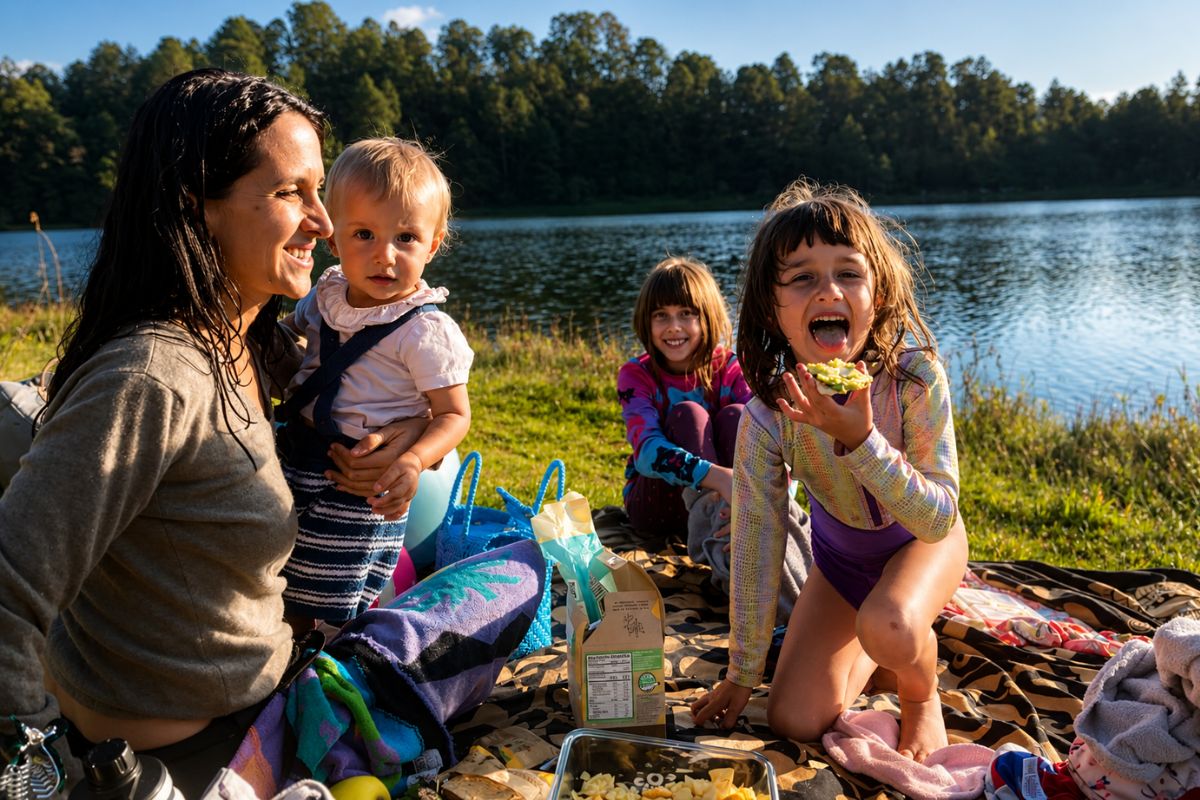 Ruchi con sus hijas en Valle de Bravo