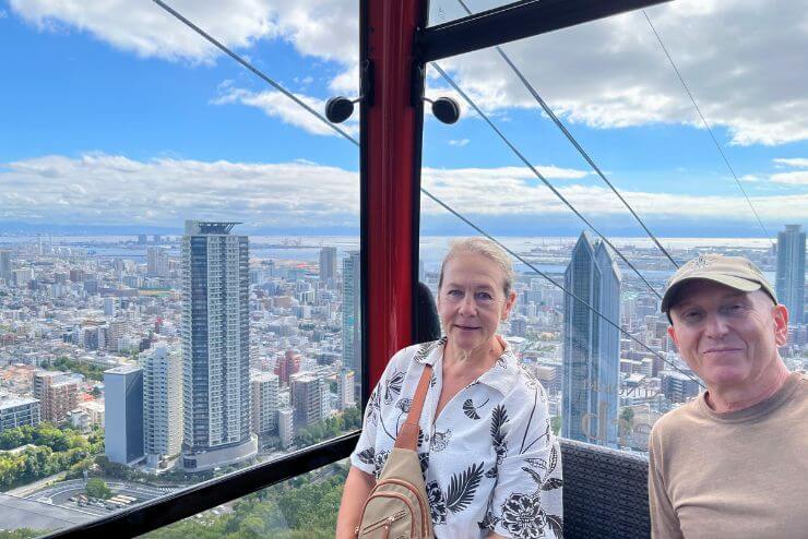 Scenic ride on the Mount Rokko Ropeway in Kobe with panoramic city and bay views