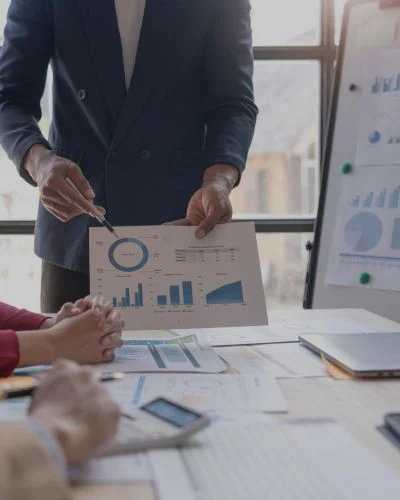 Team reviewing business data