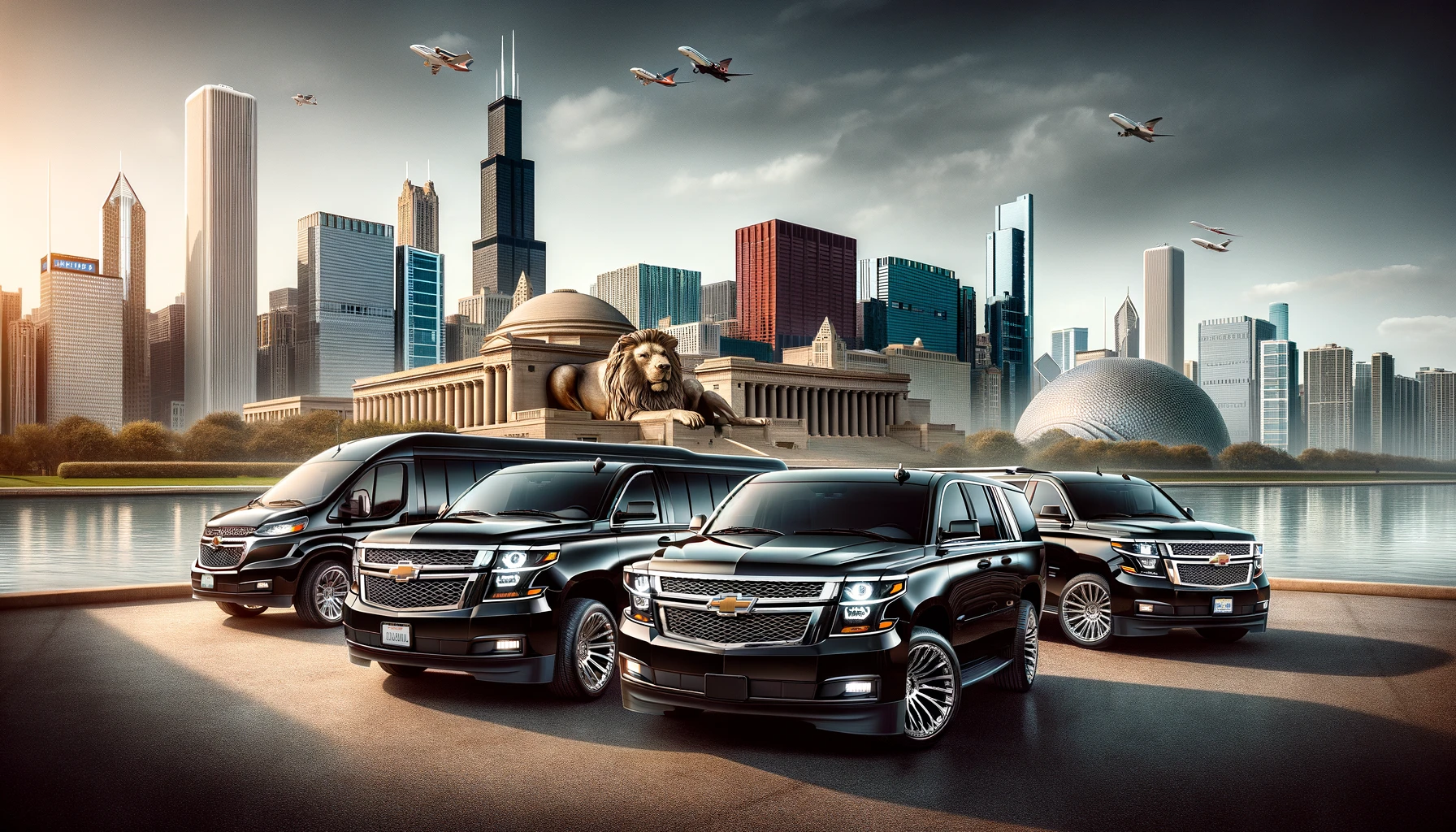 Luxury black SUV and Sprinter transportation for Berwyn and Chicago passengers