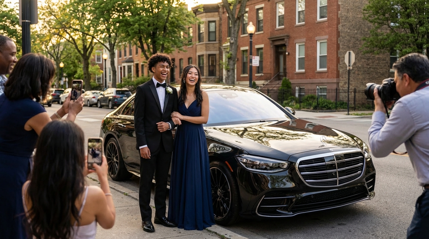 Mercedes-Benz S580 prom car Chicagoland