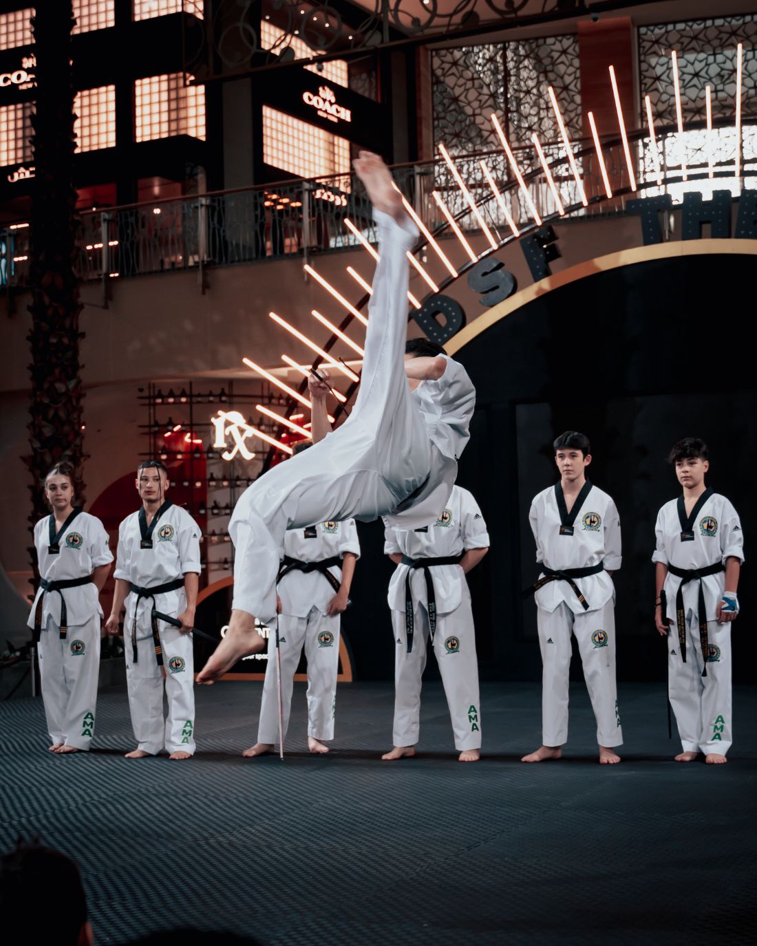 Jump kick over the team line