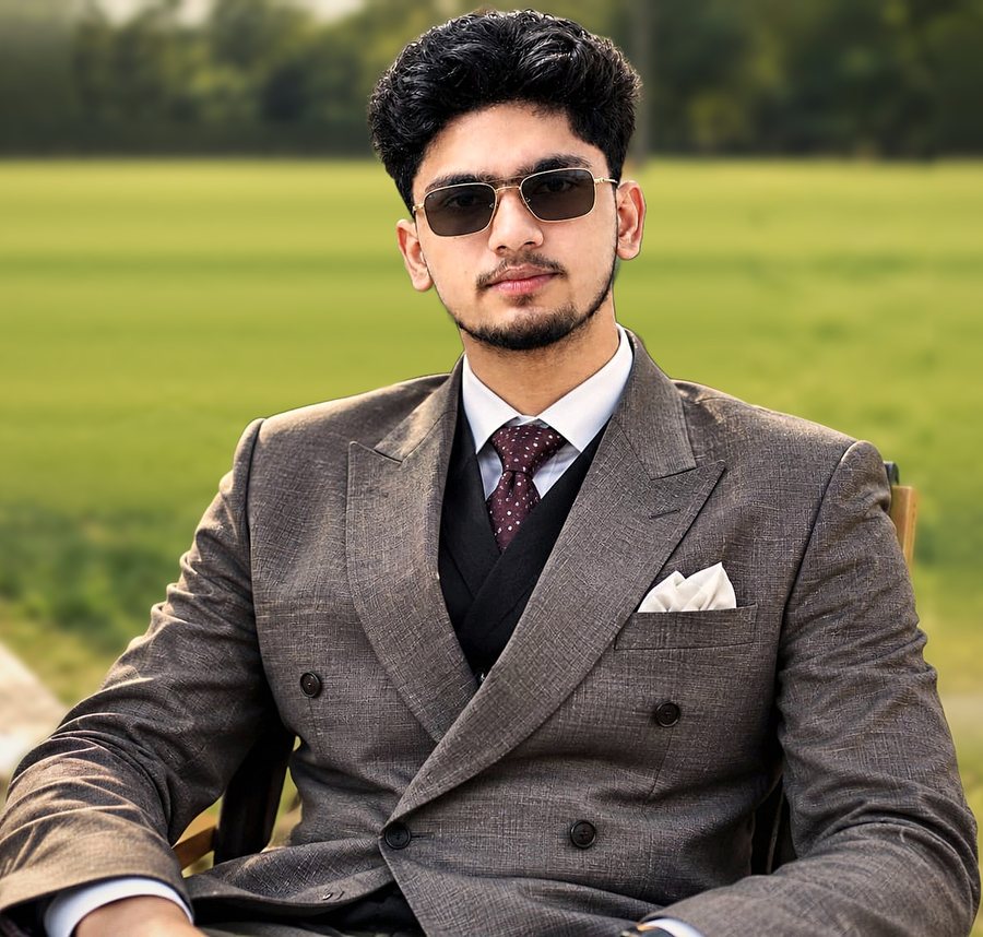 Muhammad Rehan in a double-breasted suit