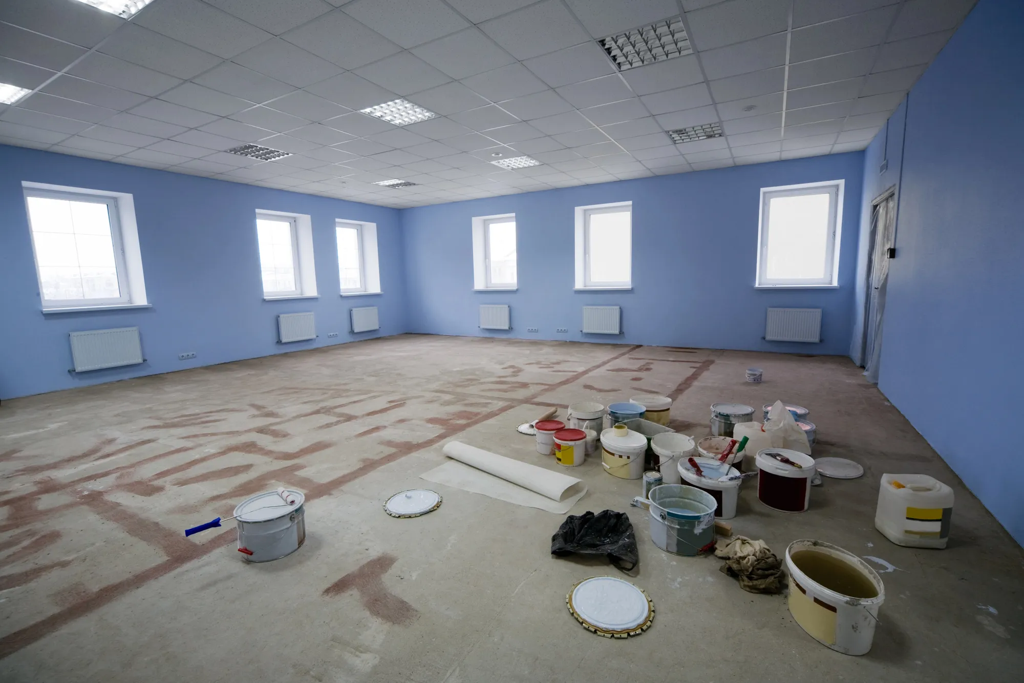 Interior renovation and painting in progress