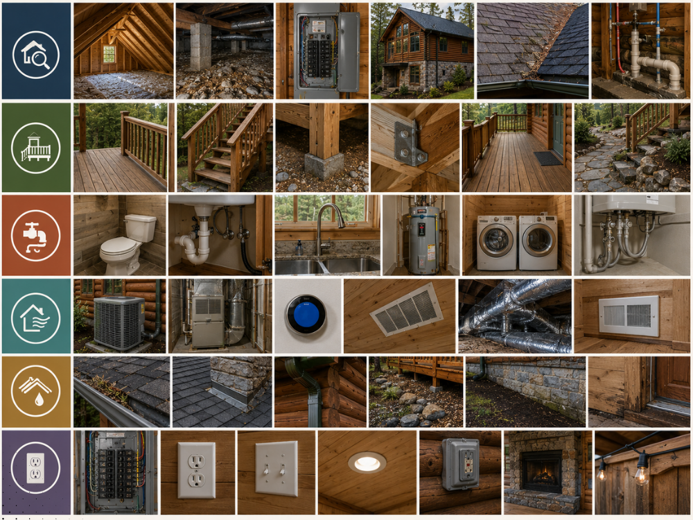 Accu-Spec Home Inspections visual checklist and contact info for residential property inspections.