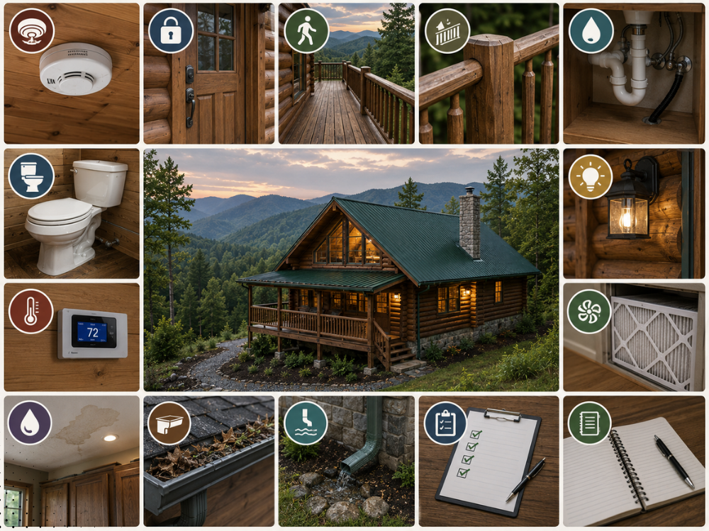 Comprehensive home inspection services by Accu-Spec Home Inspections showing roof, deck, electrical, and interior checks for log homes.