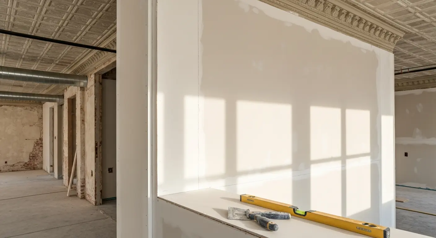 Drywall work in historic New Orleans interior