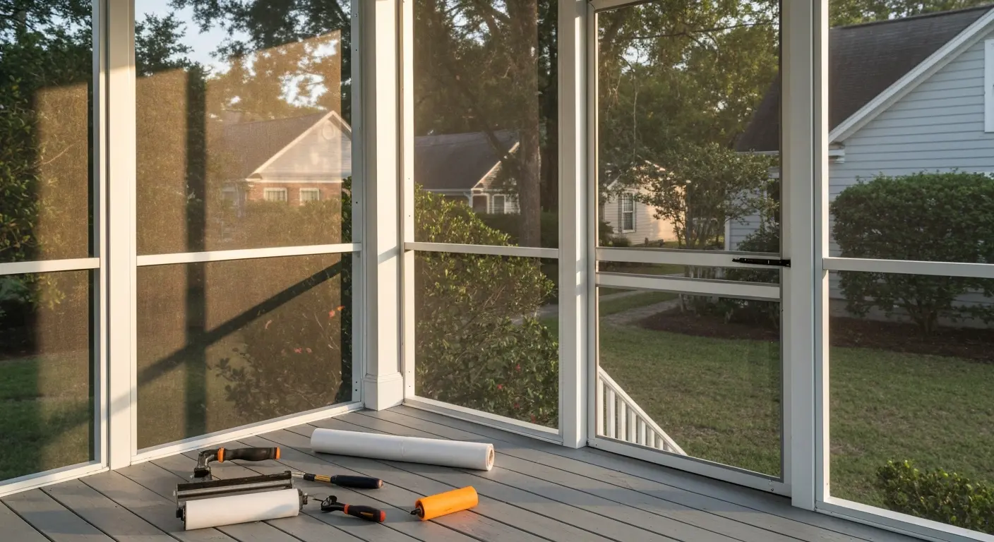 Screen porch repair and rescreening