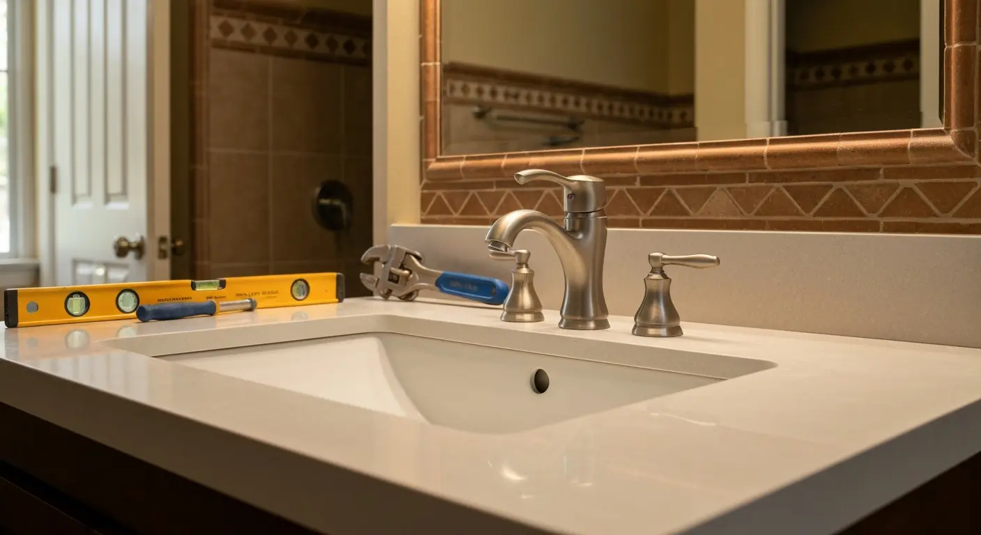 Bathroom sink and faucet installation
