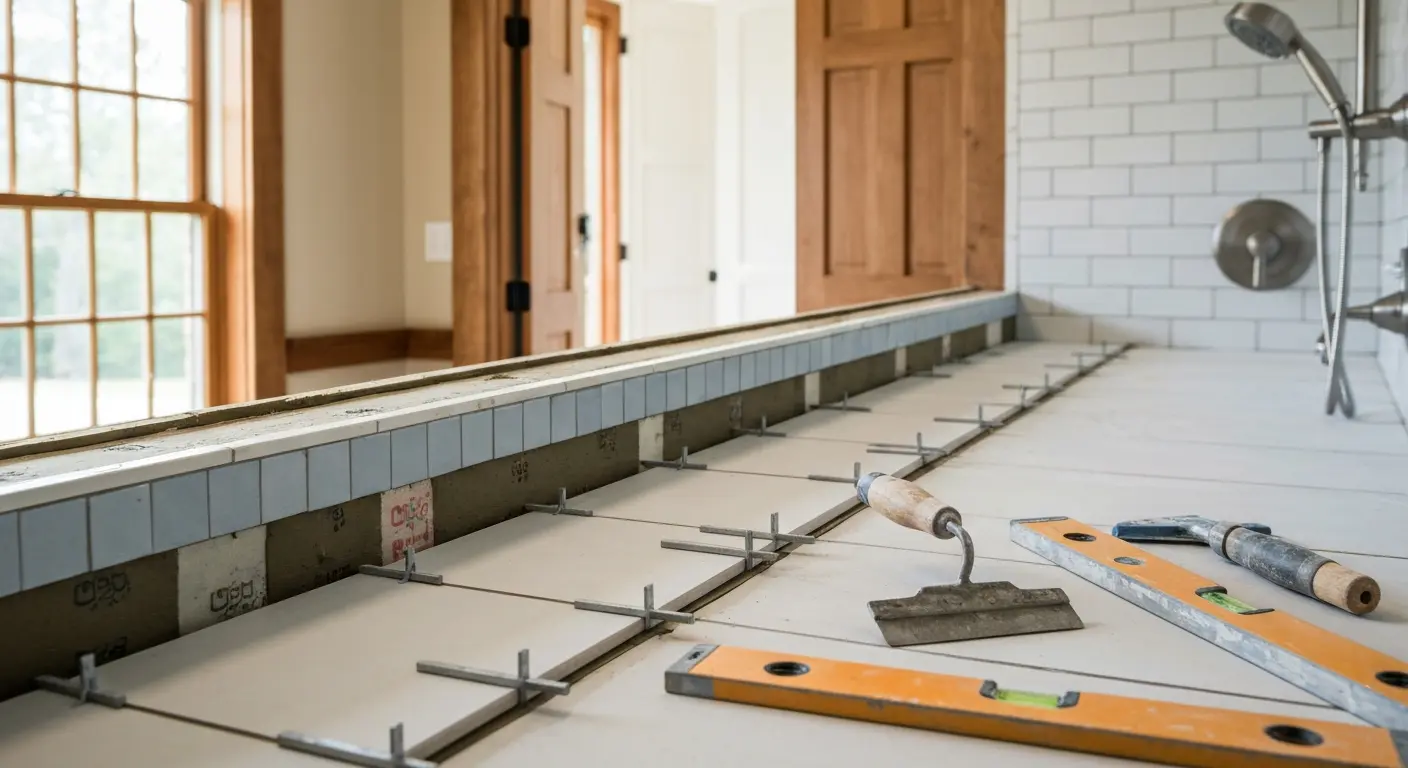 Bathroom shower tile installation