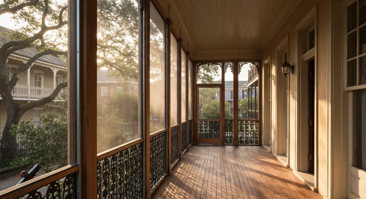 Screened porch on Marigny home