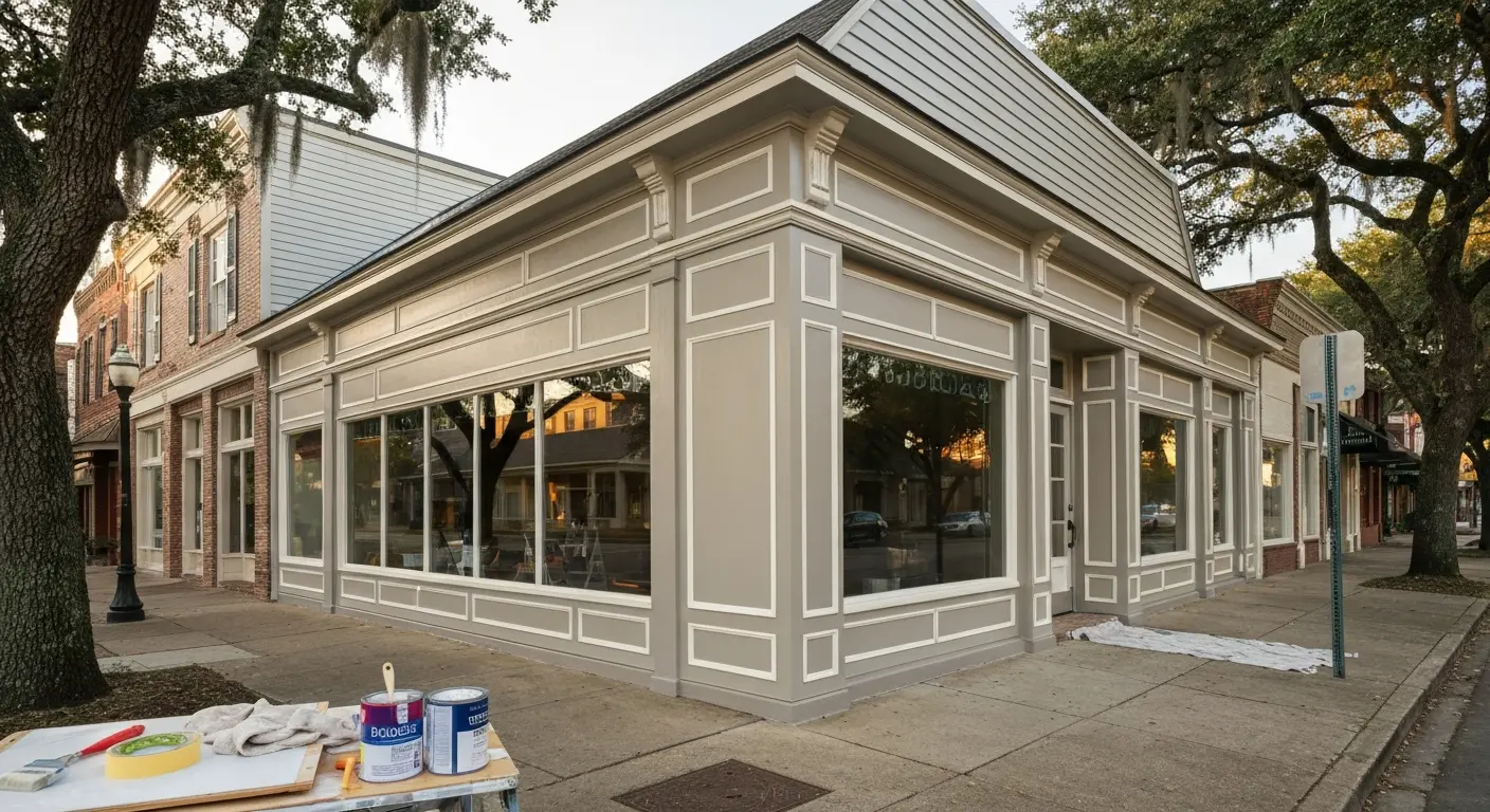 Commercial building exterior painting