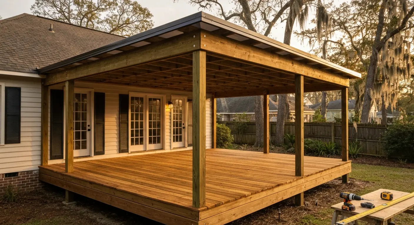 Covered deck installation