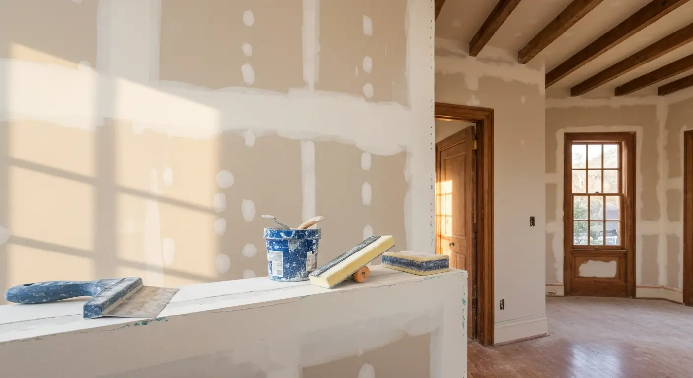 Drywall finishing in Uptown renovation