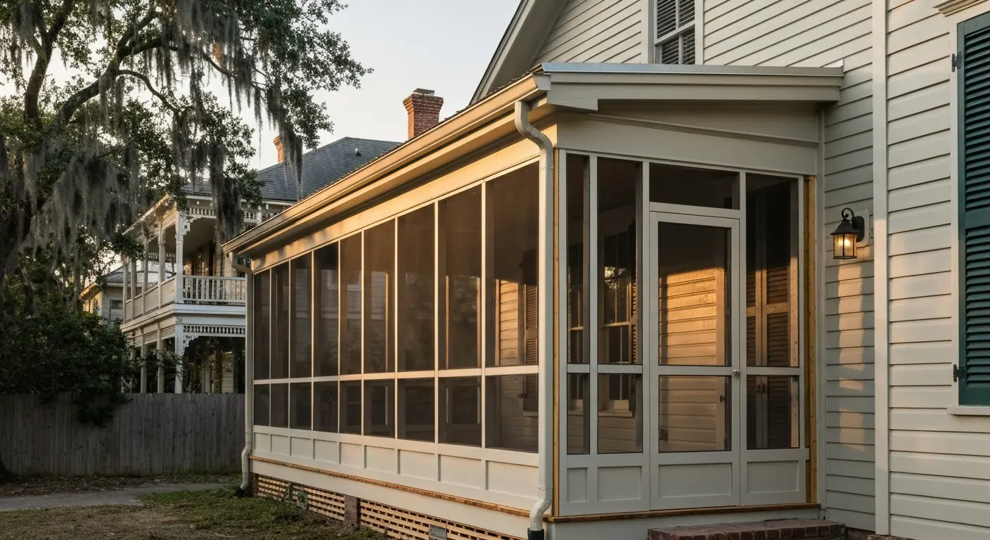 Screened porch addition