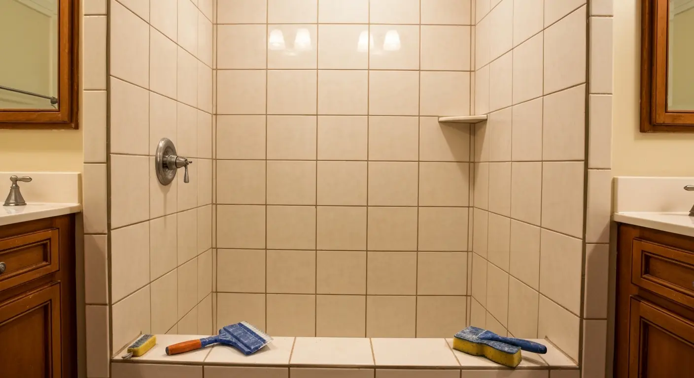 Shower tile repair work