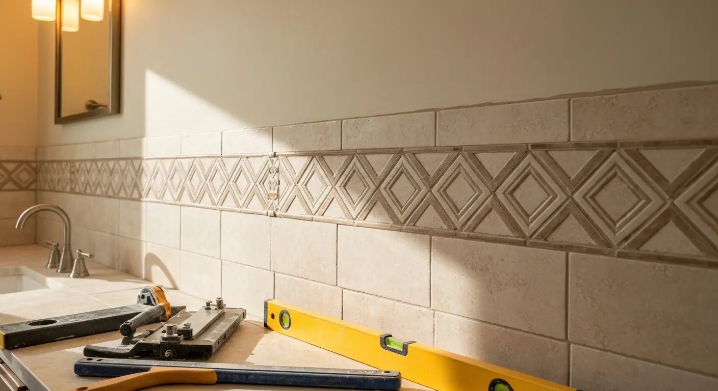 Bathroom accent tile installation