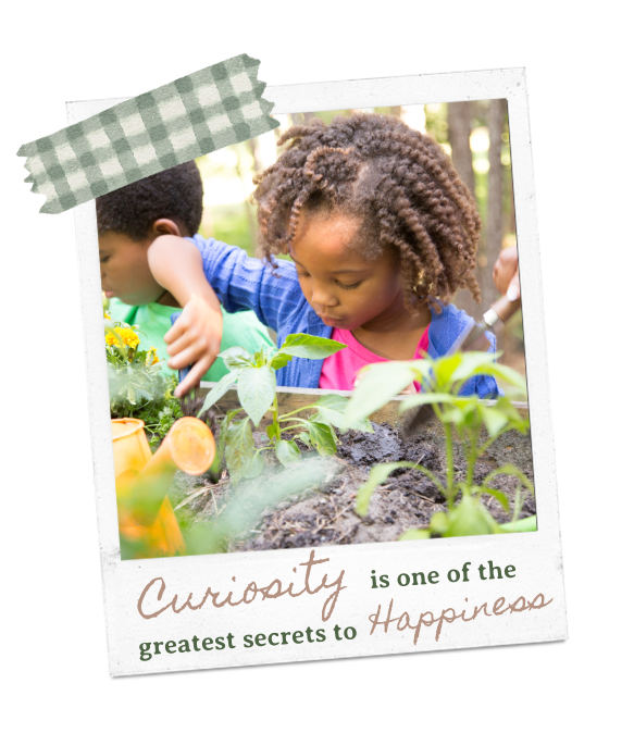Child gardening curiosity happiness