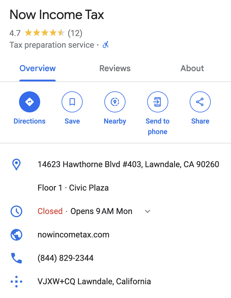 Now Income Tax Service Lawndale Location