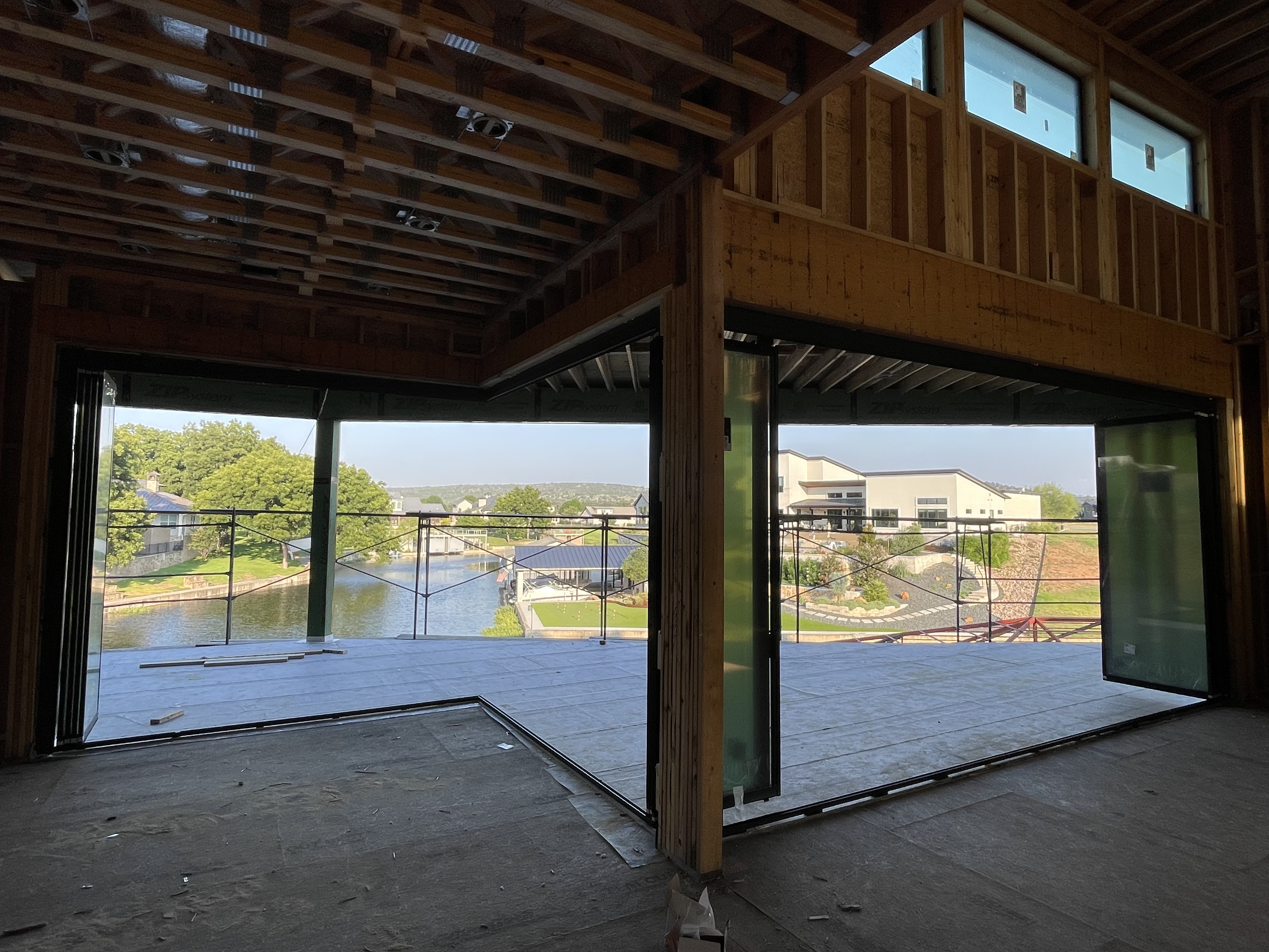 Corner opening framed for lake view