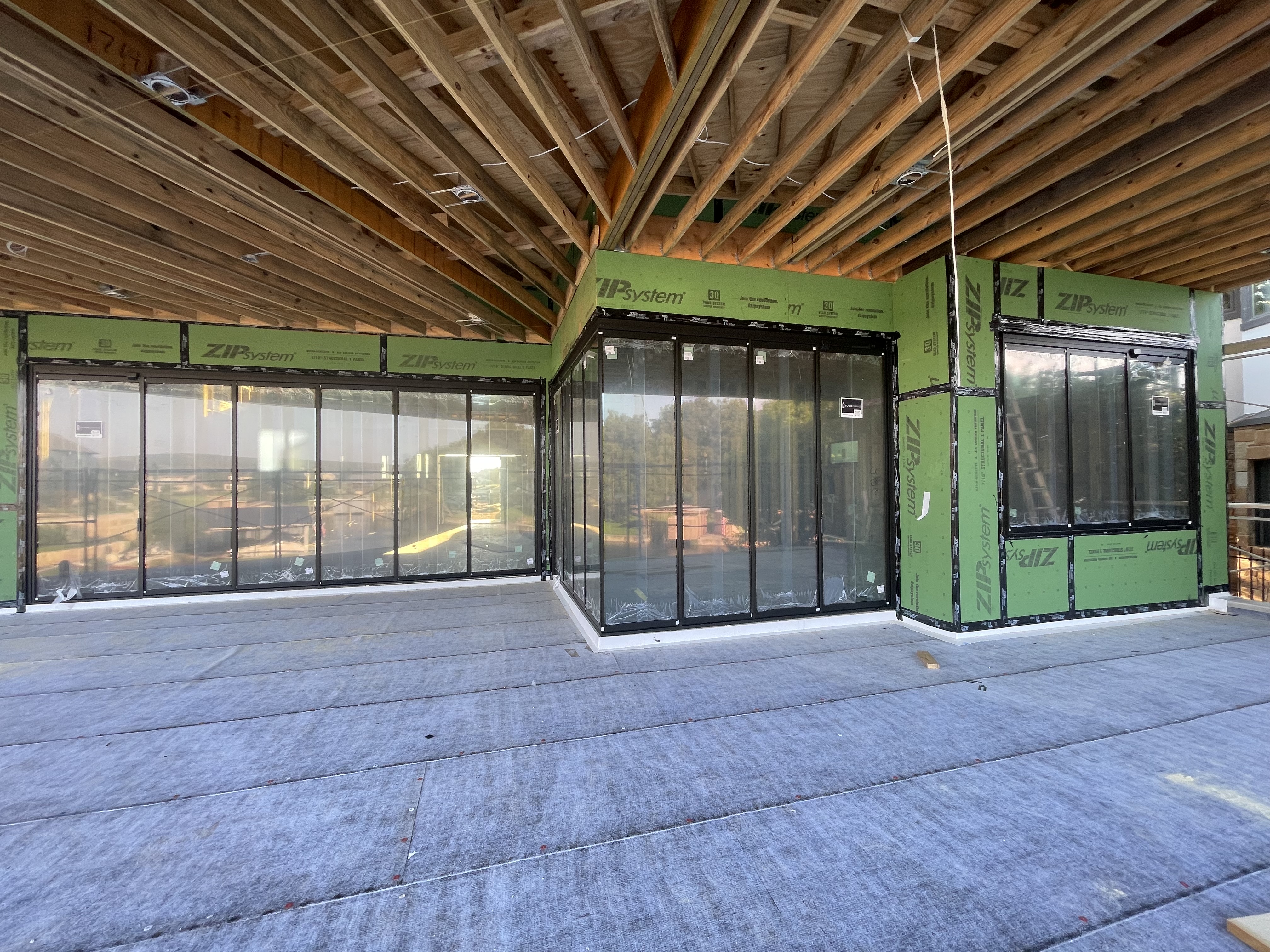 New construction with corner glass walls