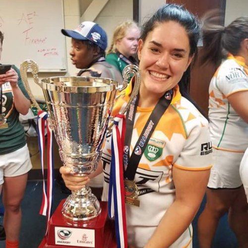 Brieanna Carlson with rugby medals