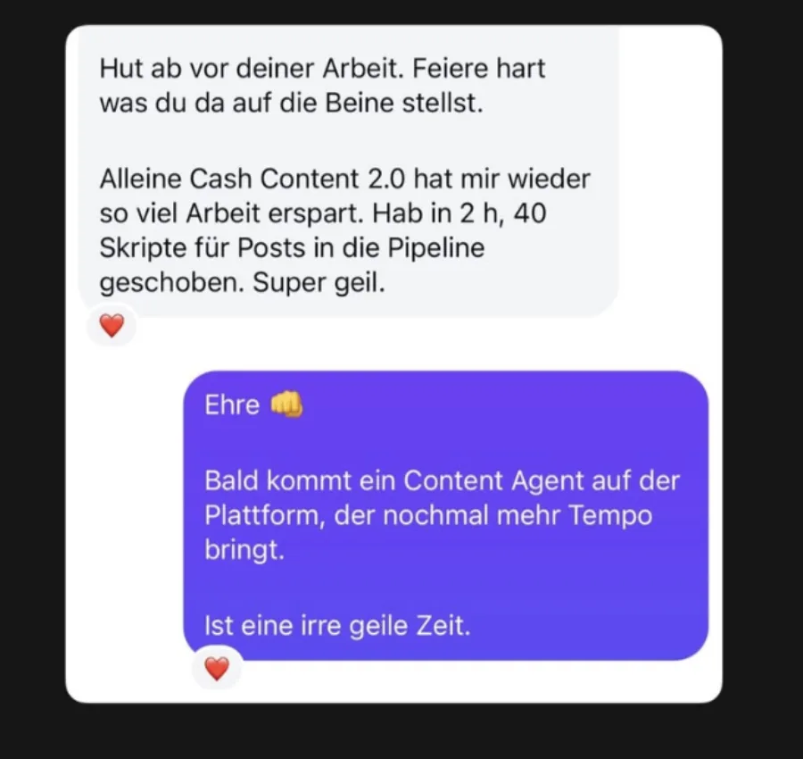 Mitglieder-Feedback: Cash Content, 40 Skripte in 2 Stunden