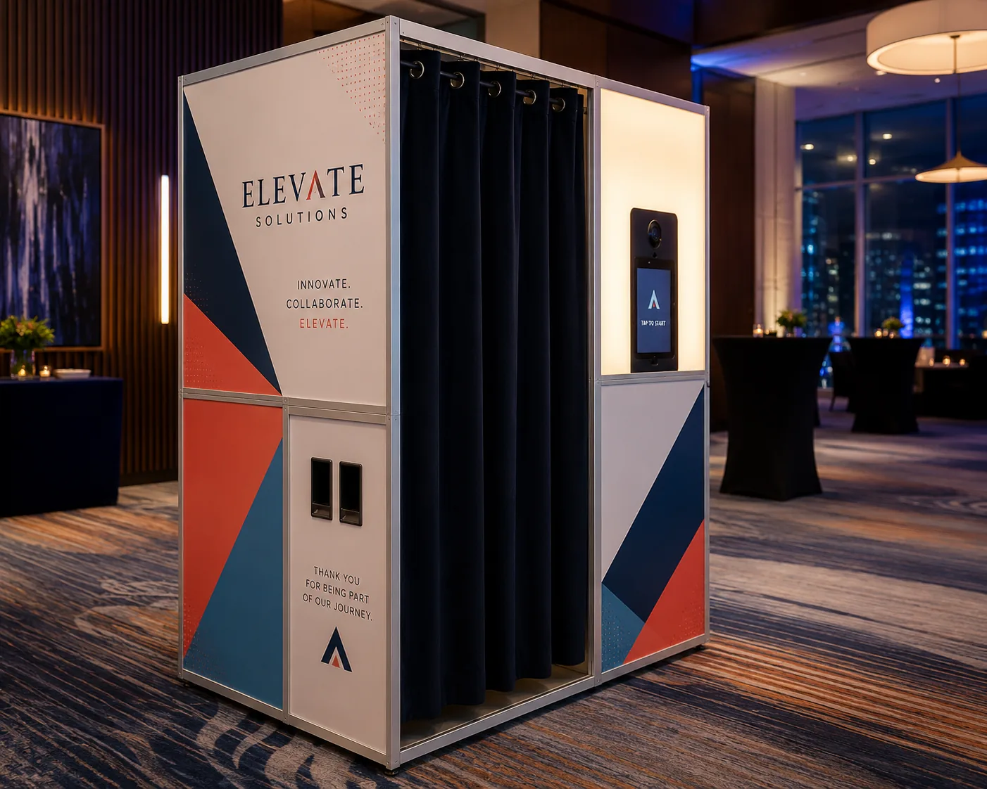 Branded enclosed corporate photo booth
