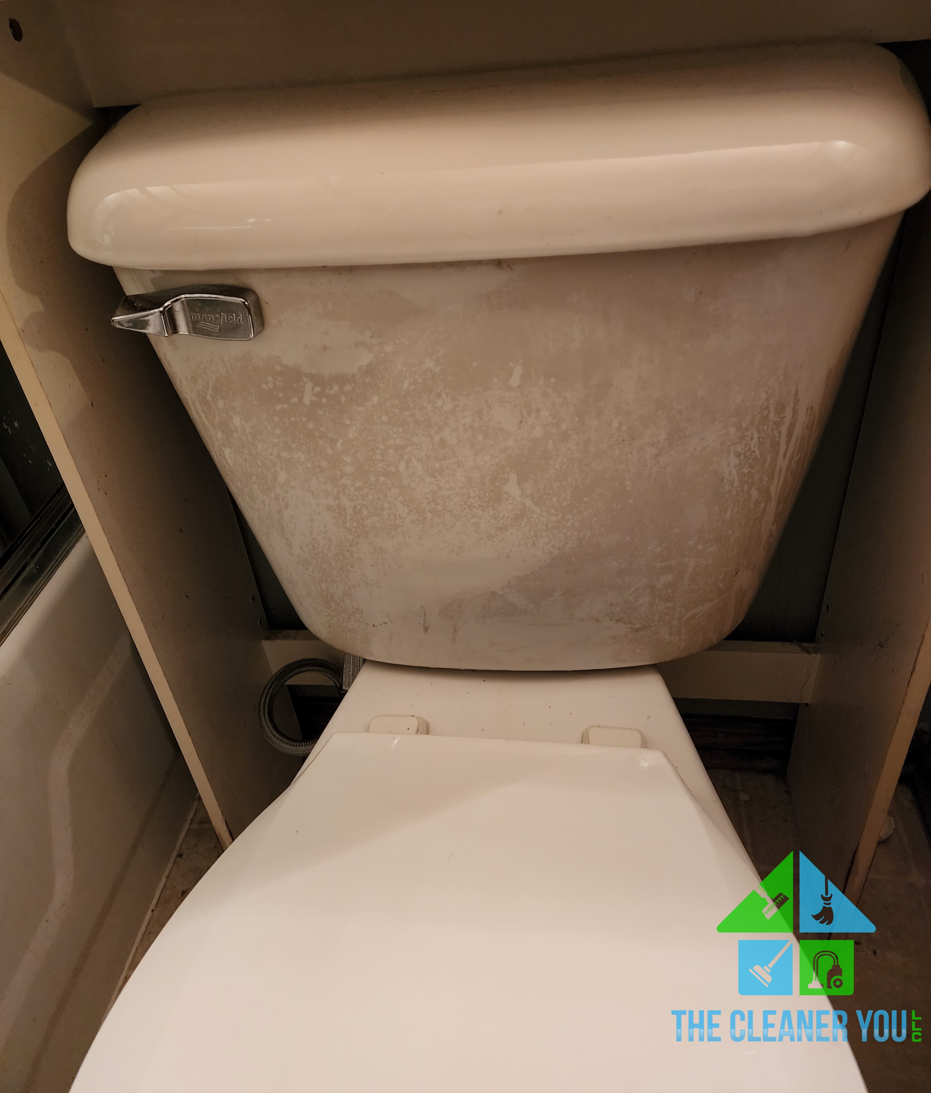 Toilet before cleaning - mineral buildup