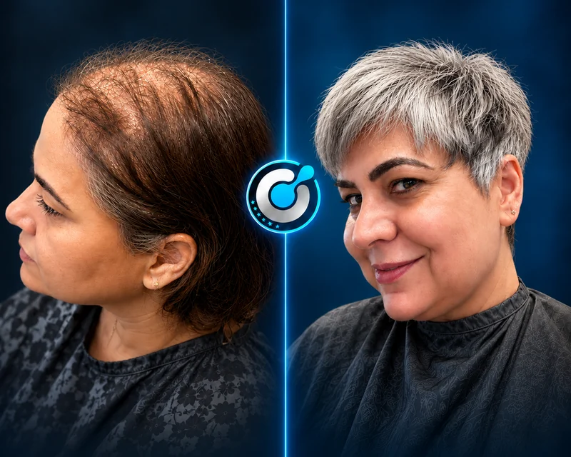 Donna, diradamento diffuso — Prima / Dopo