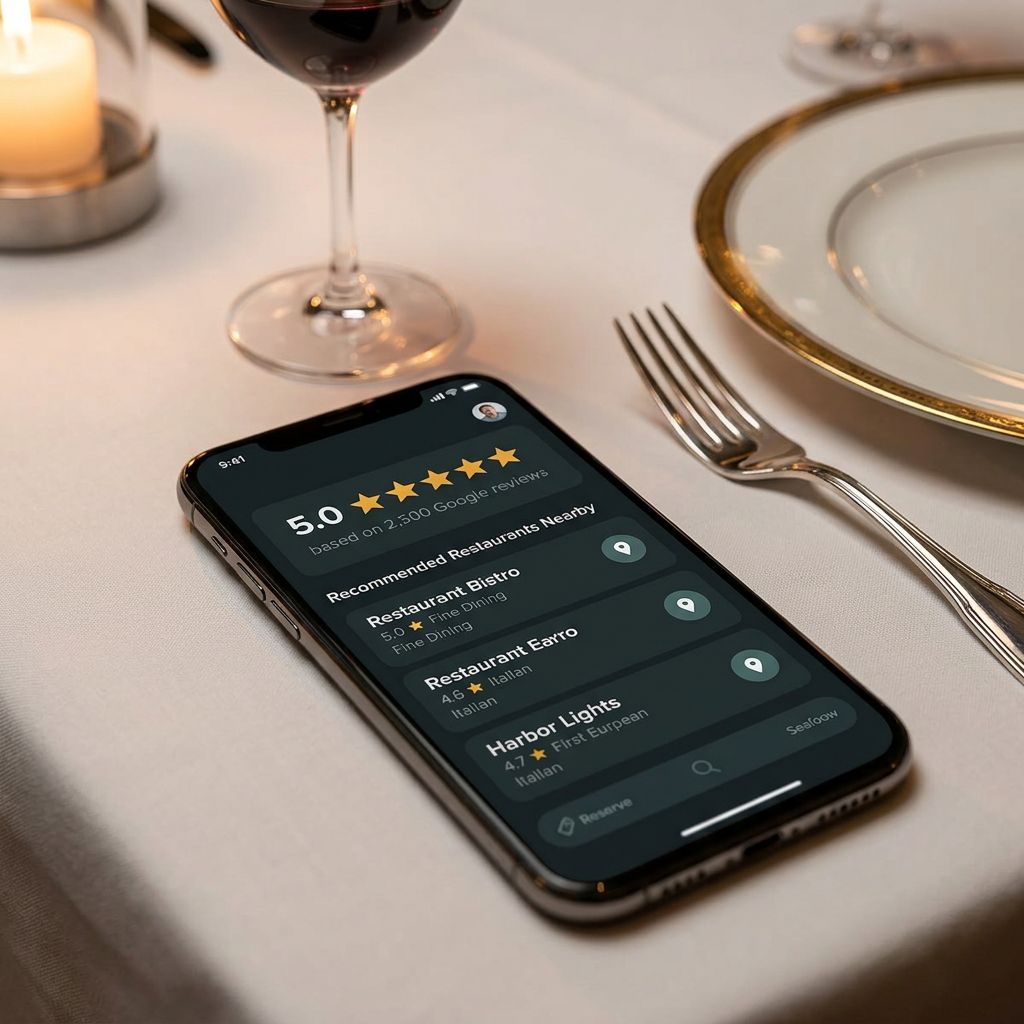 Handy zeigt Restaurantbewertungen