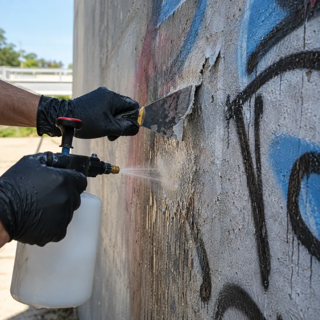 Graffiti removal from concrete