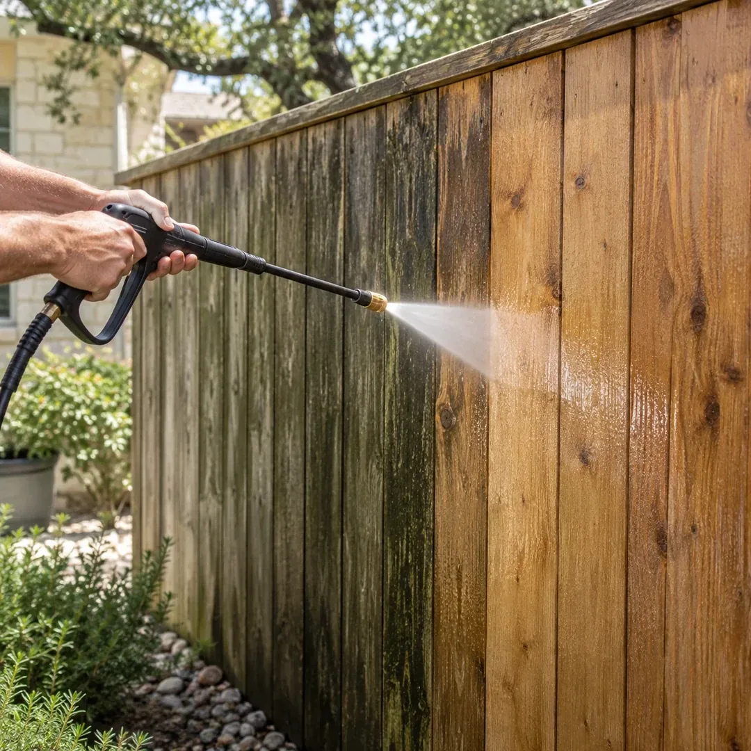 Professional wood fence cleaning