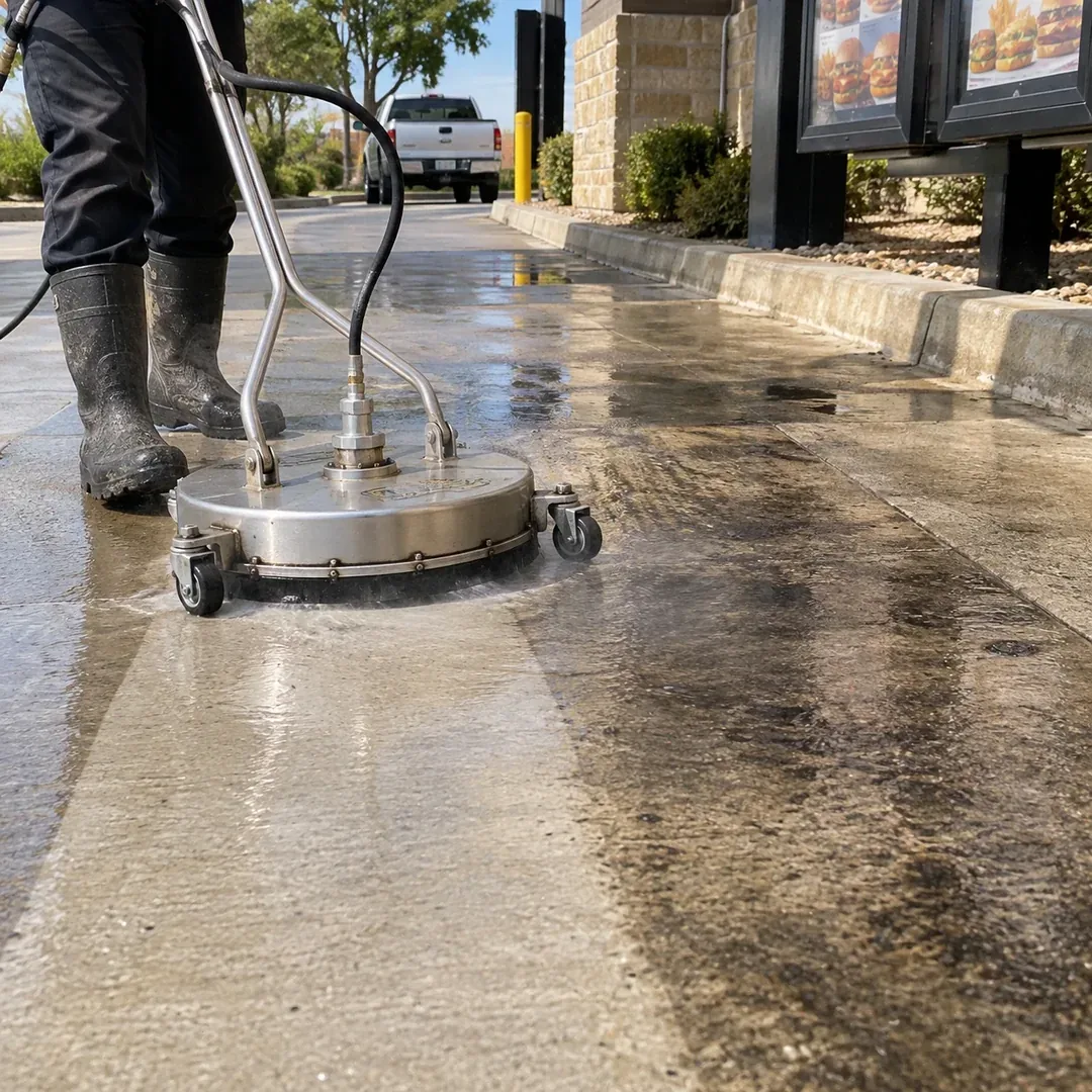 Restaurant drive thru lane degreasing